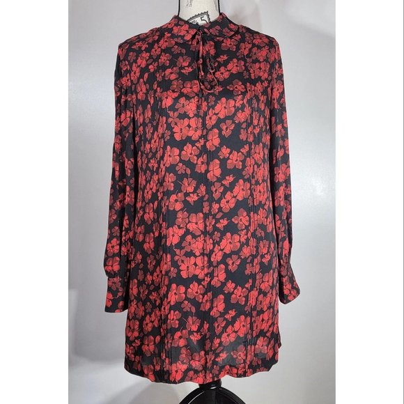 Alexander McQueen Black and Red Floral Mini Dress Size IT 38 NWT - Picture 2 of 6